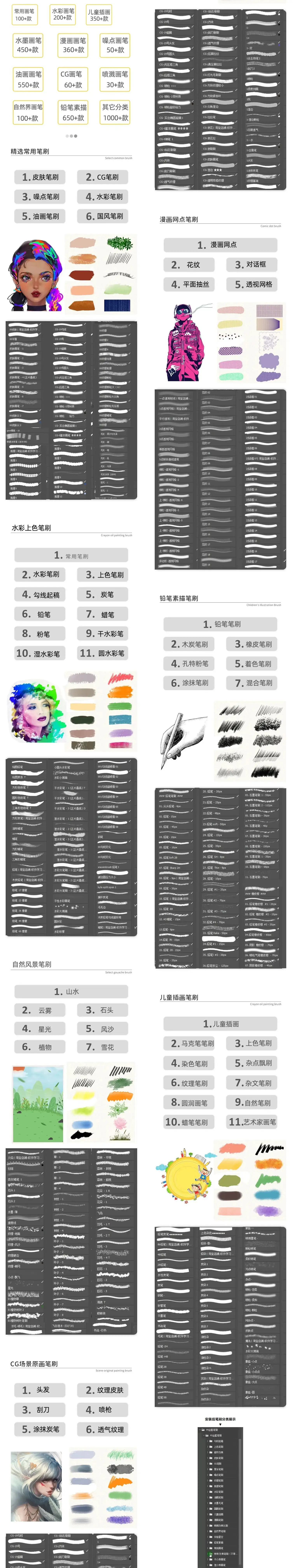 绘画超全好用PS笔刷合集版