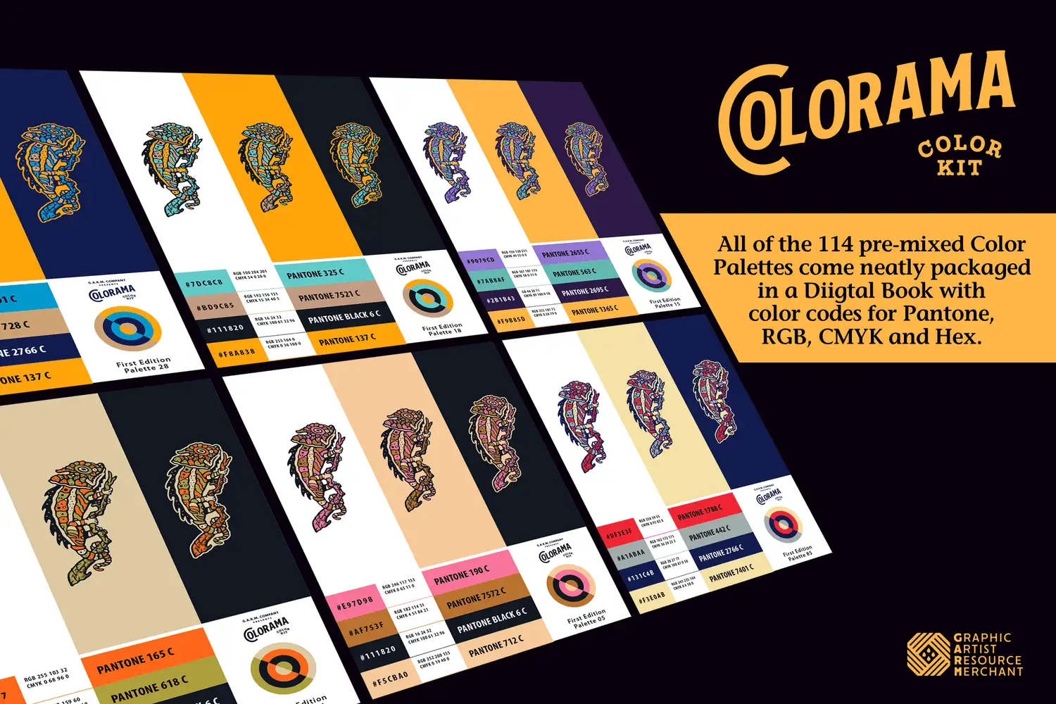 复古彩绘调色板半色调丝网印刷PS笔刷