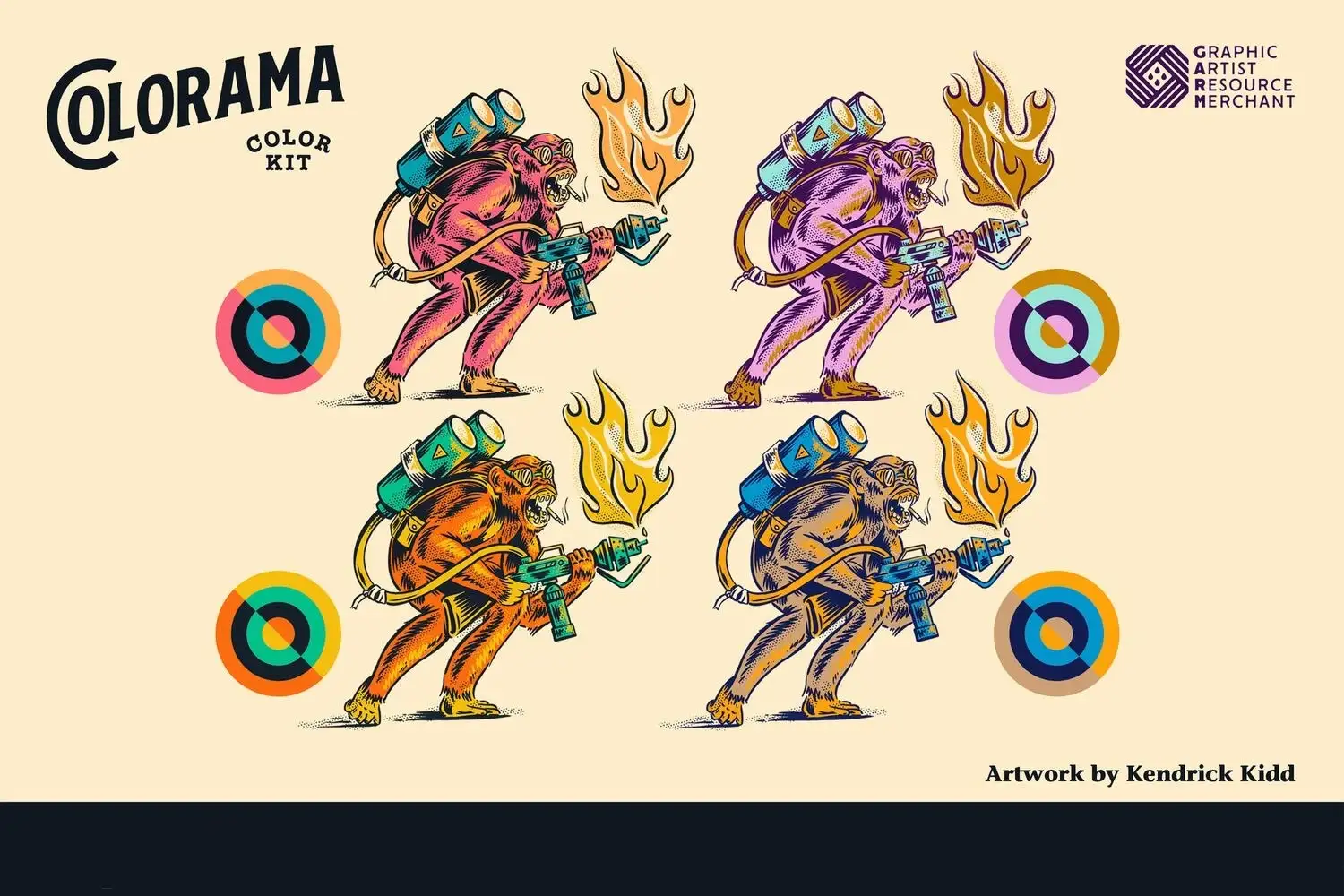 复古彩绘调色板半色调丝网印刷PS笔刷