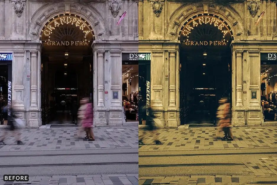 电影美学黑暗城市街头复古情怀摄影调色LR预设