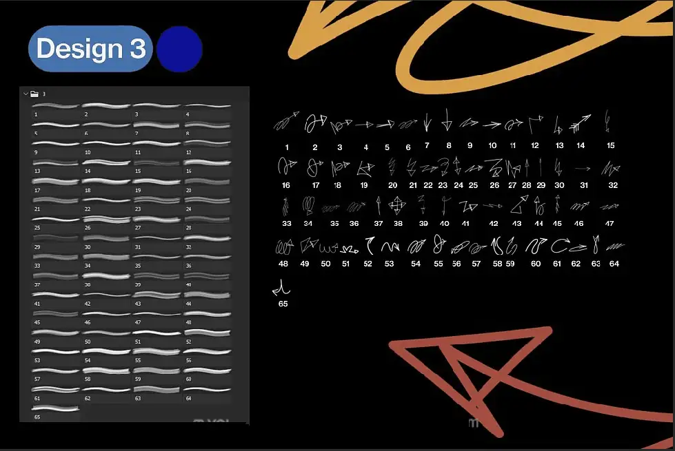 涂鸦线条笔刷绘画效果PS笔刷 附PNG免抠图素材