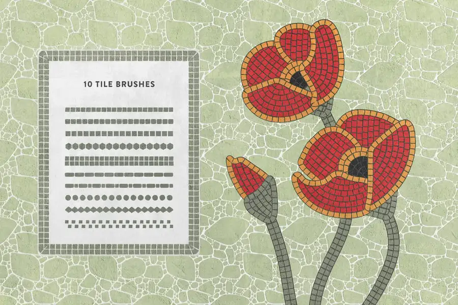 马赛克瓷砖Procreate笔刷画笔