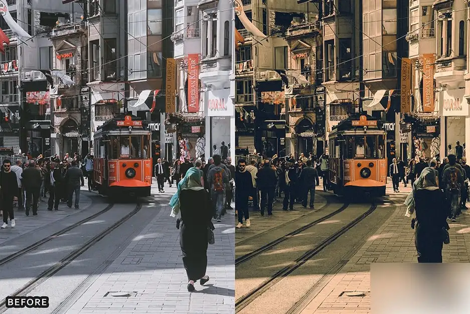 电影美学黑暗城市街头复古情怀摄影调色LR预设