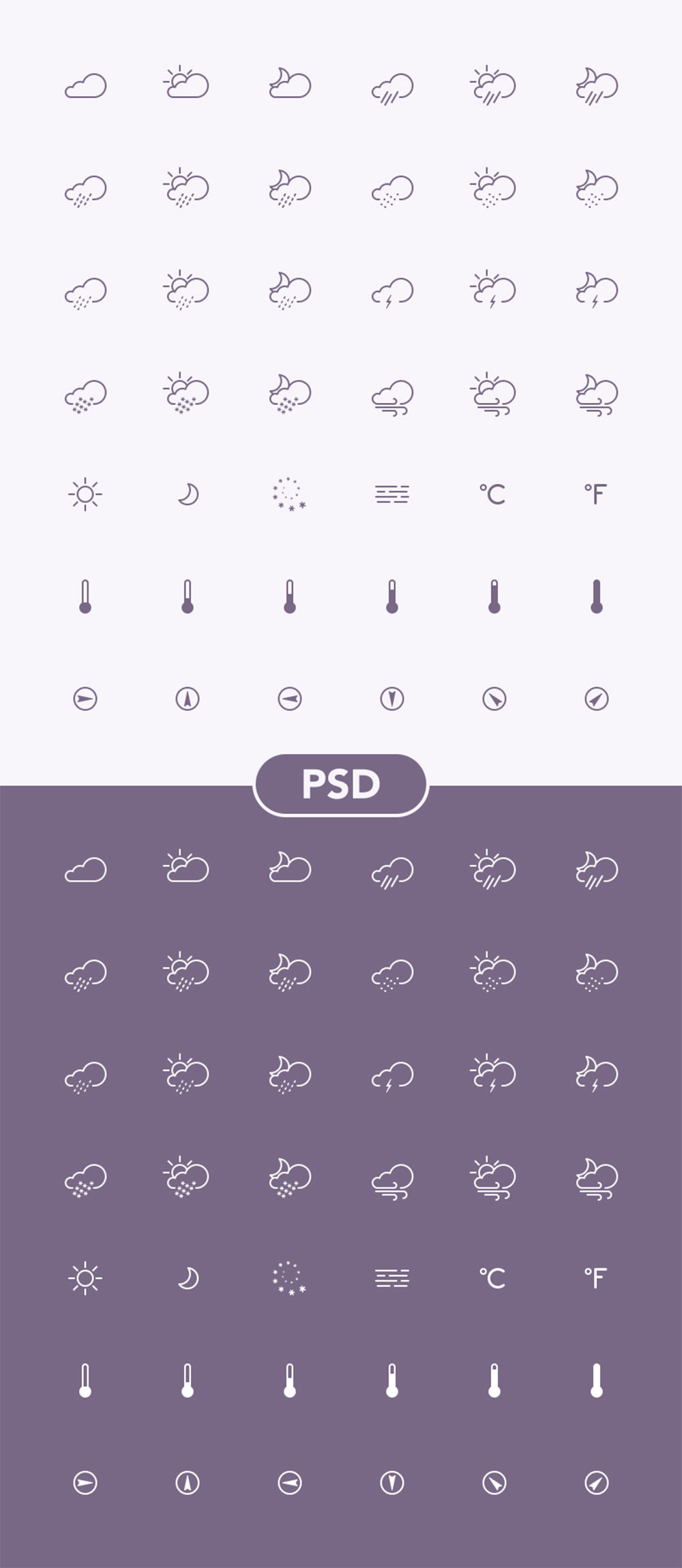 简约线性天气图标