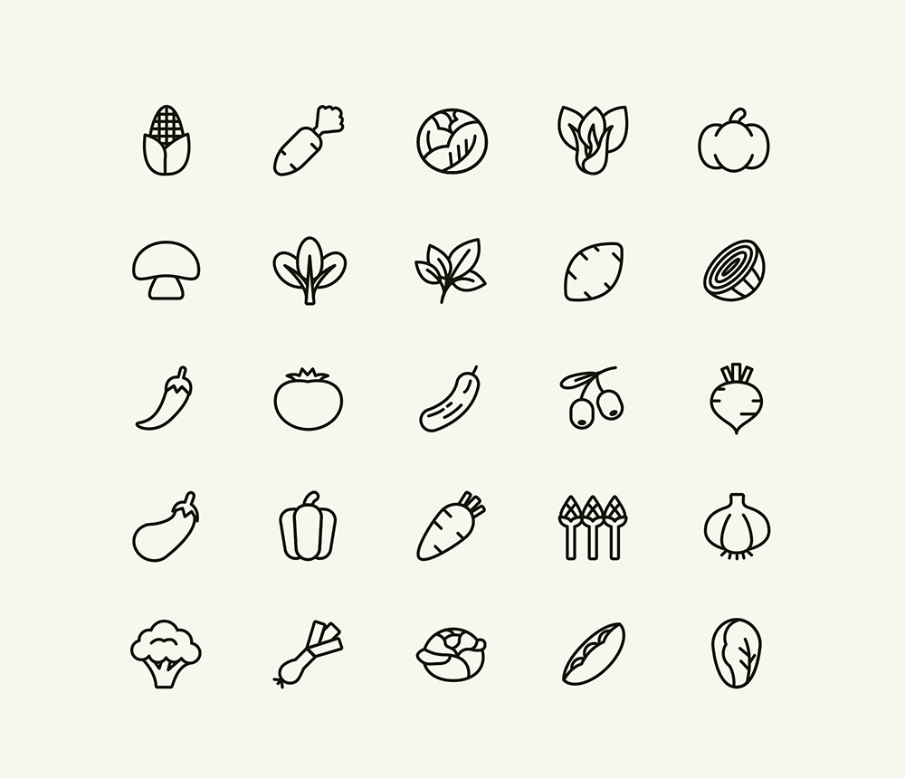 迷你可爱蔬菜矢量图标