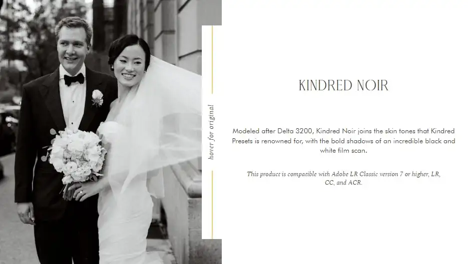 KINDRED经典黑白胶片电影高对比度奶油肤色照片调色LR预设