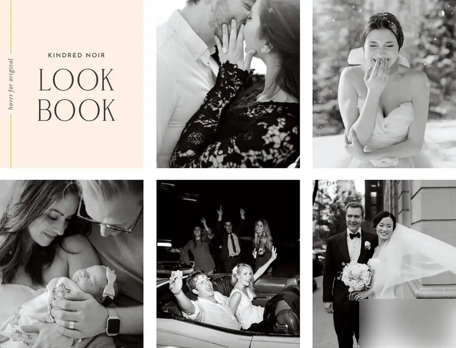 KINDRED经典黑白胶片电影高对比度奶油肤色照片调色LR预设