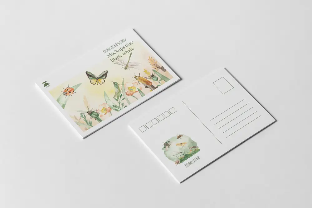明信片卡片邀请函贺卡效果图展示PSD智能贴图样机模板PS设计素材