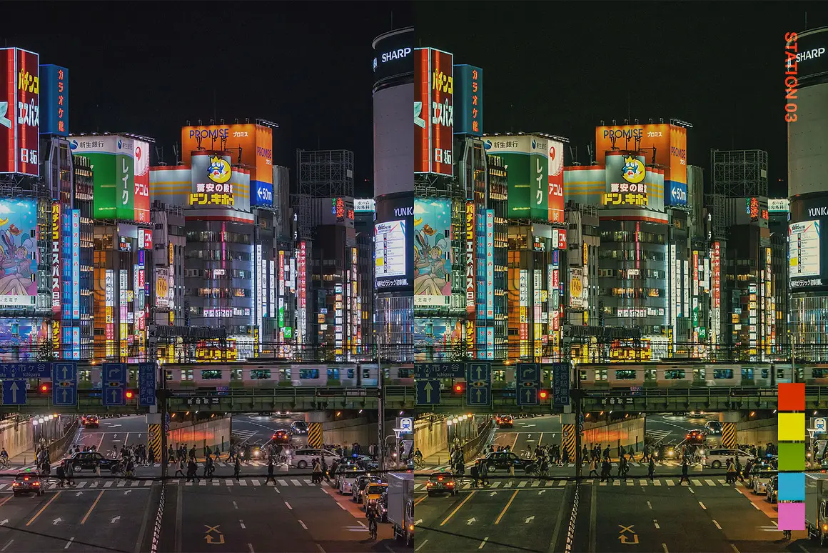 电影子弹列车色彩风格赛博夜色调色模拟Lightroom预设LUT预设