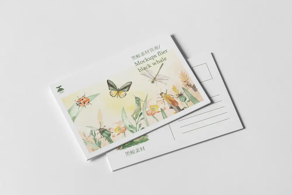 明信片卡片邀请函贺卡效果图展示PSD智能贴图样机模板PS设计素材