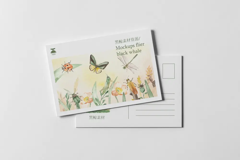 明信片卡片邀请函贺卡效果图展示PSD智能贴图样机模板PS设计素材