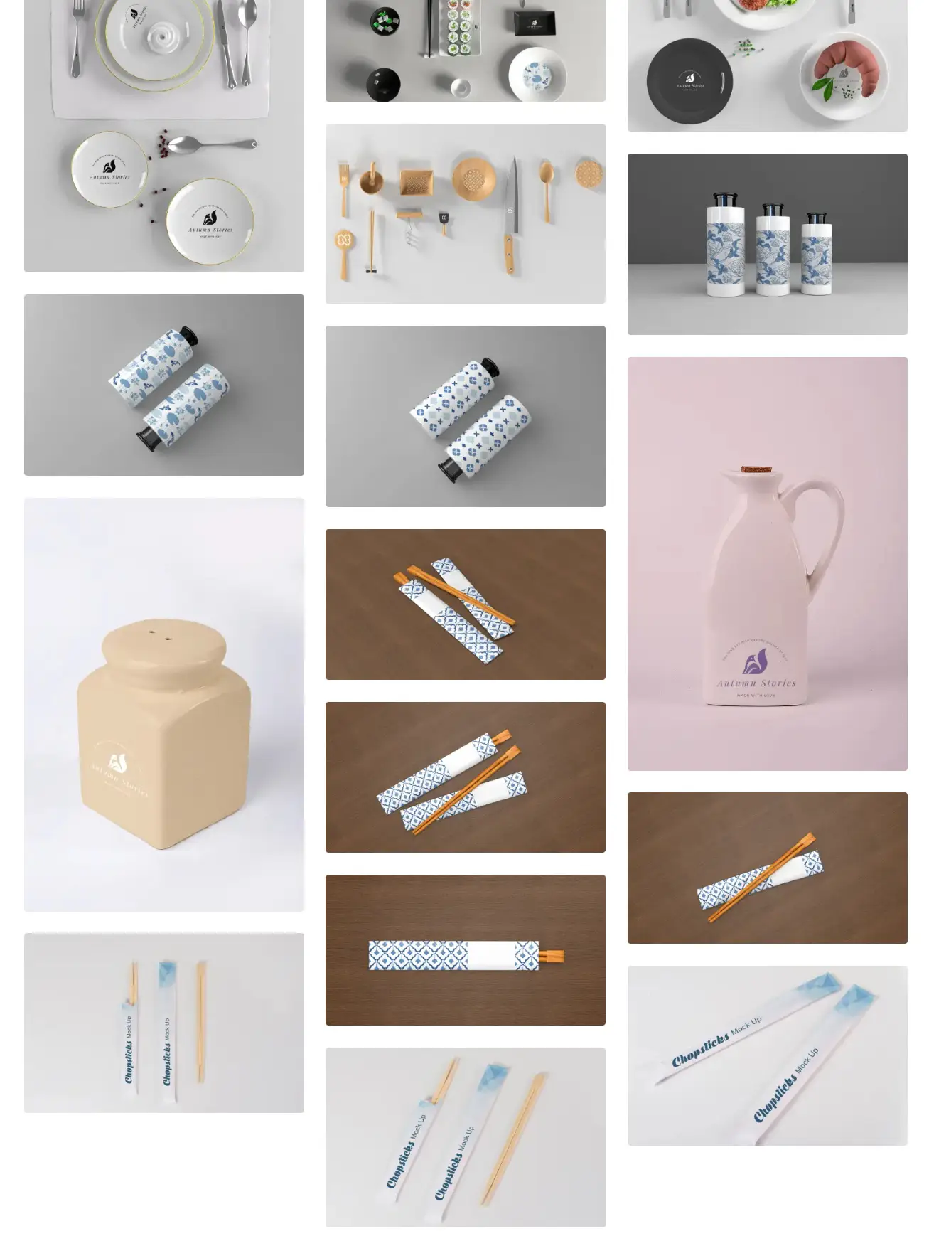 餐具杯子陶瓷盘子餐饮碗碟筷子品牌VI展示PS贴图样机设计素材psd