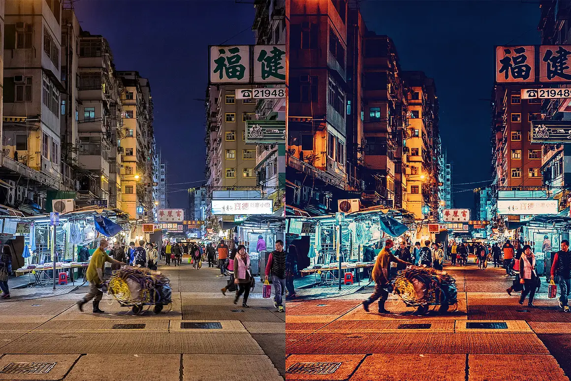 时尚科幻赛博朋克都市夜色灯光霓虹建筑摄影调色Lightroom预设LUT预