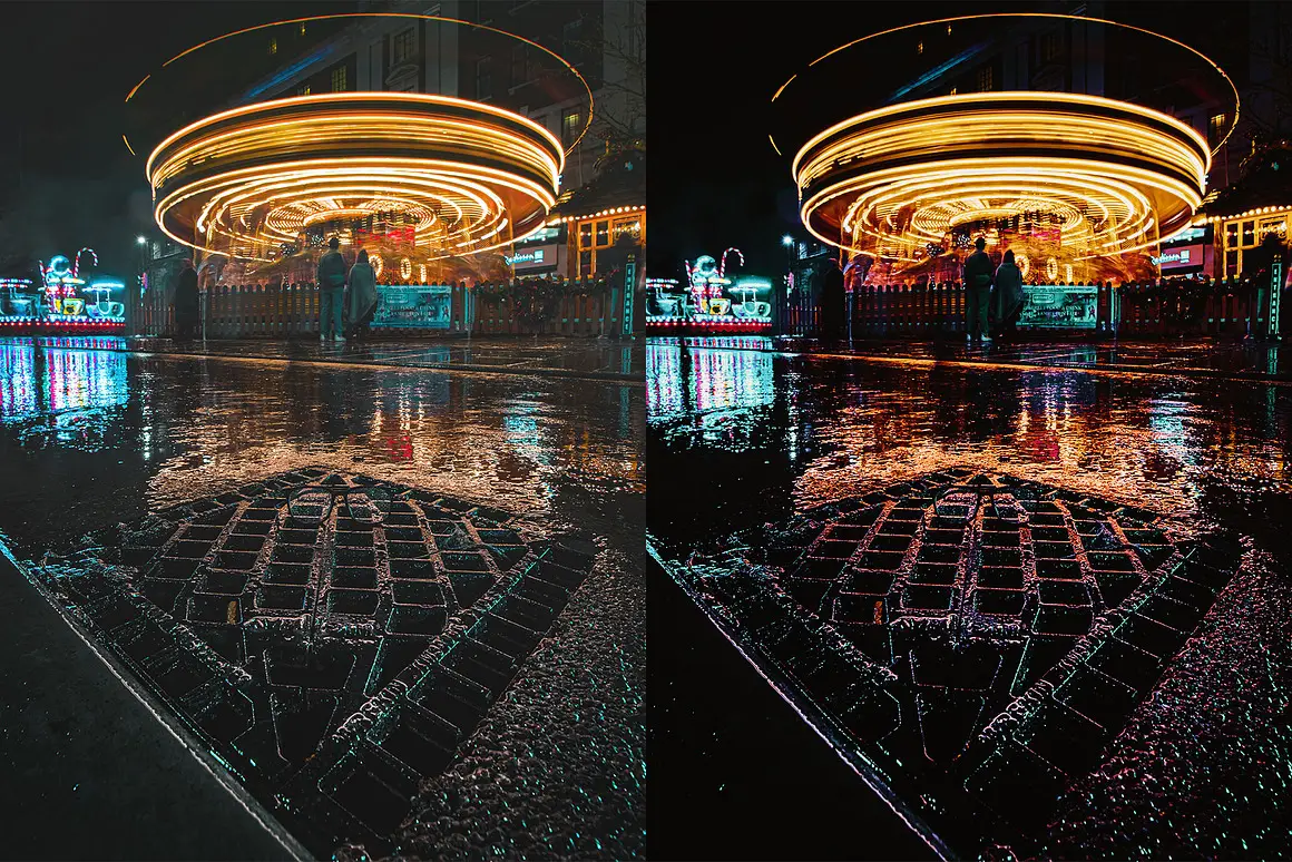 时尚科幻赛博朋克都市夜色灯光霓虹建筑摄影调色Lightroom预设LUT预