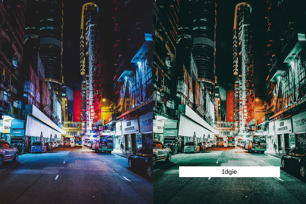 青橙翠绿城市夜景街道灯光旅行摄影调色Lightroom预设LUT预设