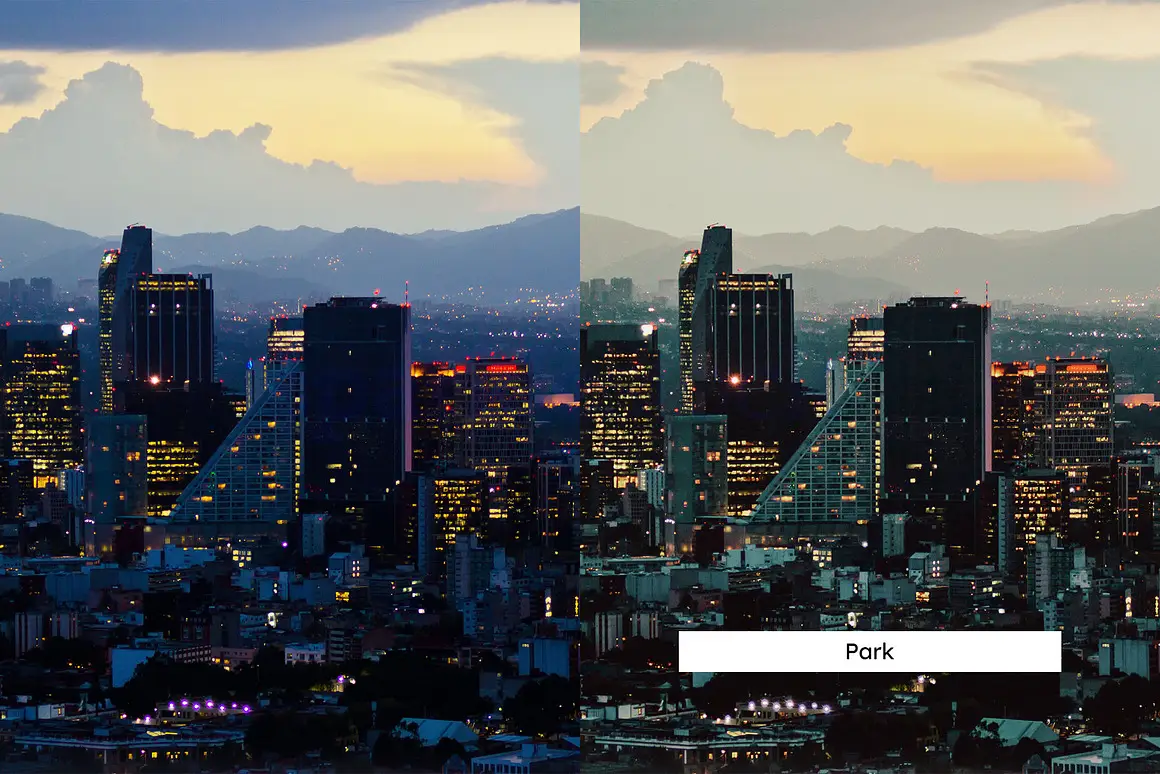 青橙翠绿城市夜景街道灯光旅行摄影调色Lightroom预设LUT预设