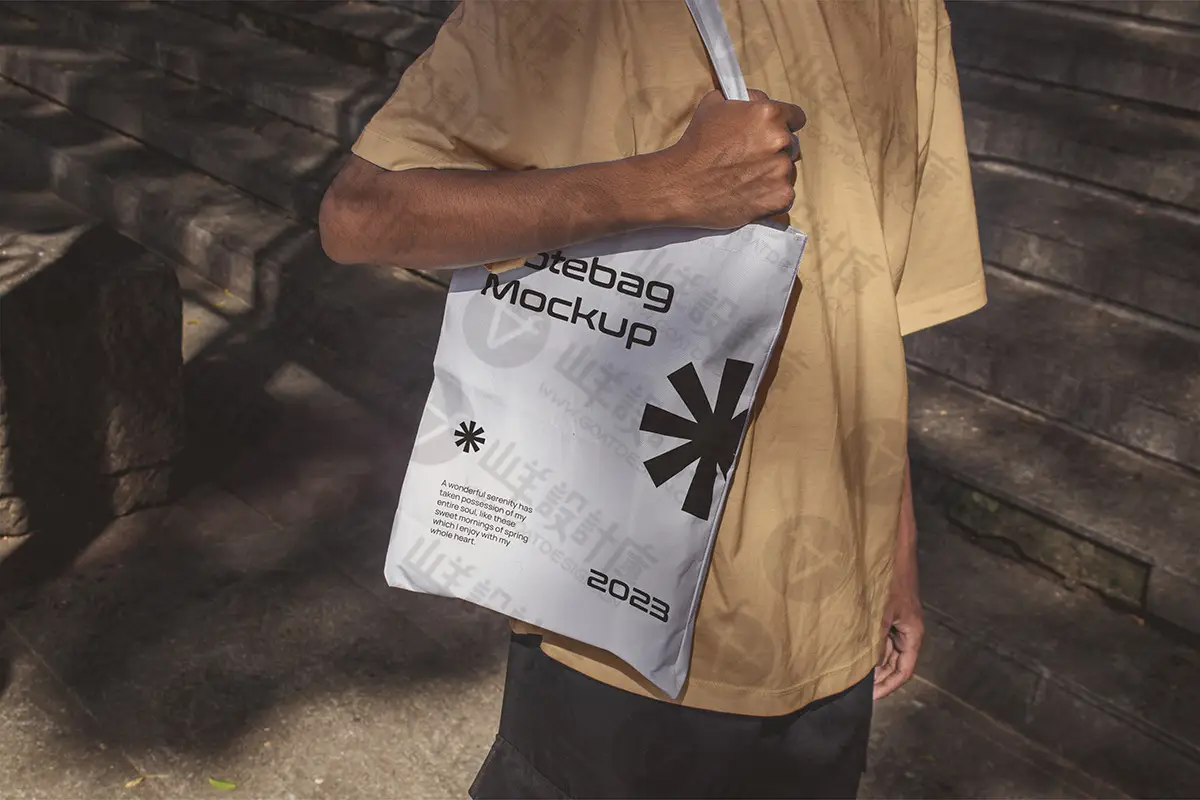 质感帆布包样机帆布袋手提袋户外场景vi展示文创品牌贴图素材psd