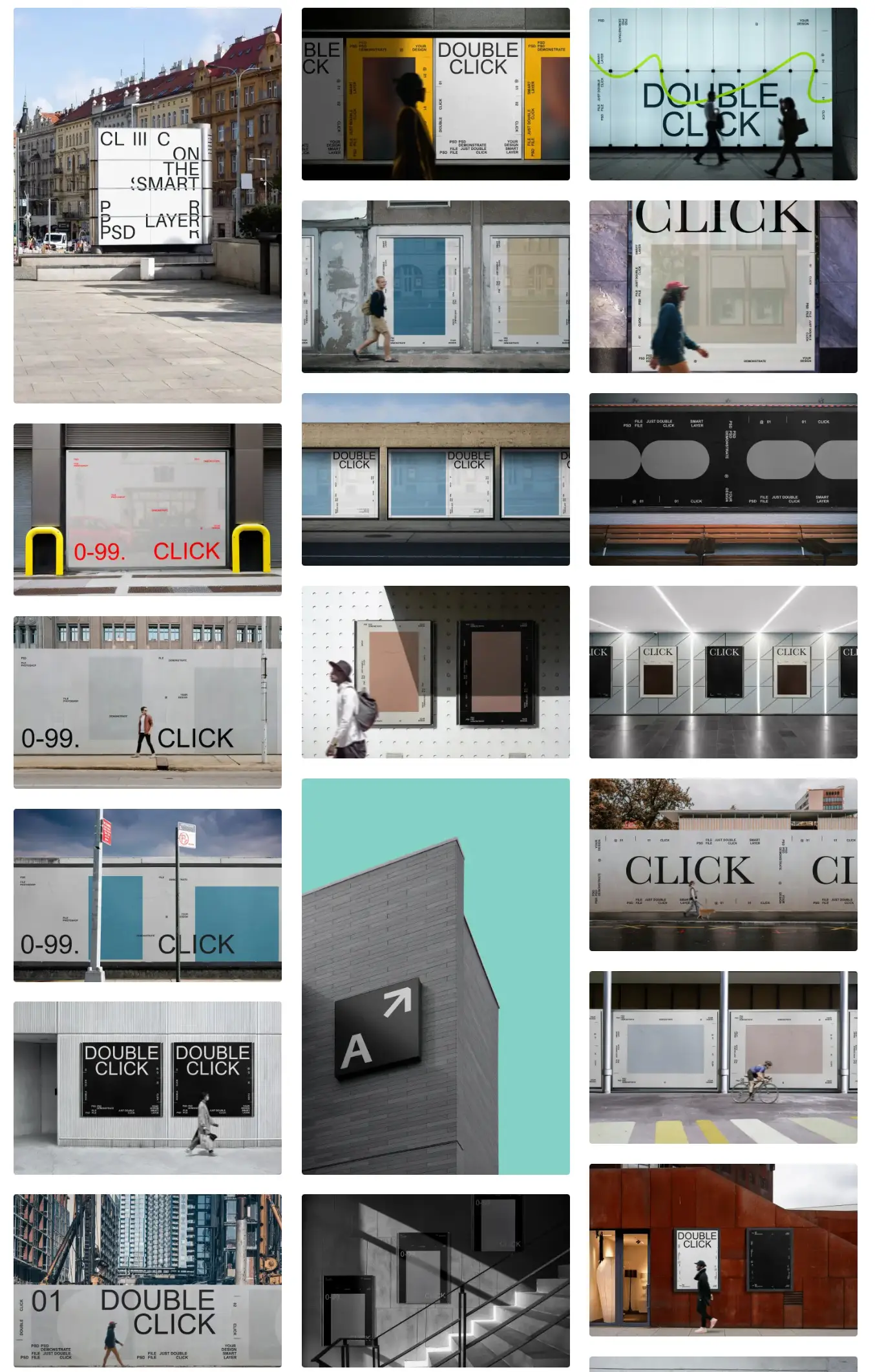 国外城市街头户外围挡海报广告牌展示PS贴图样机设计素材模版psd