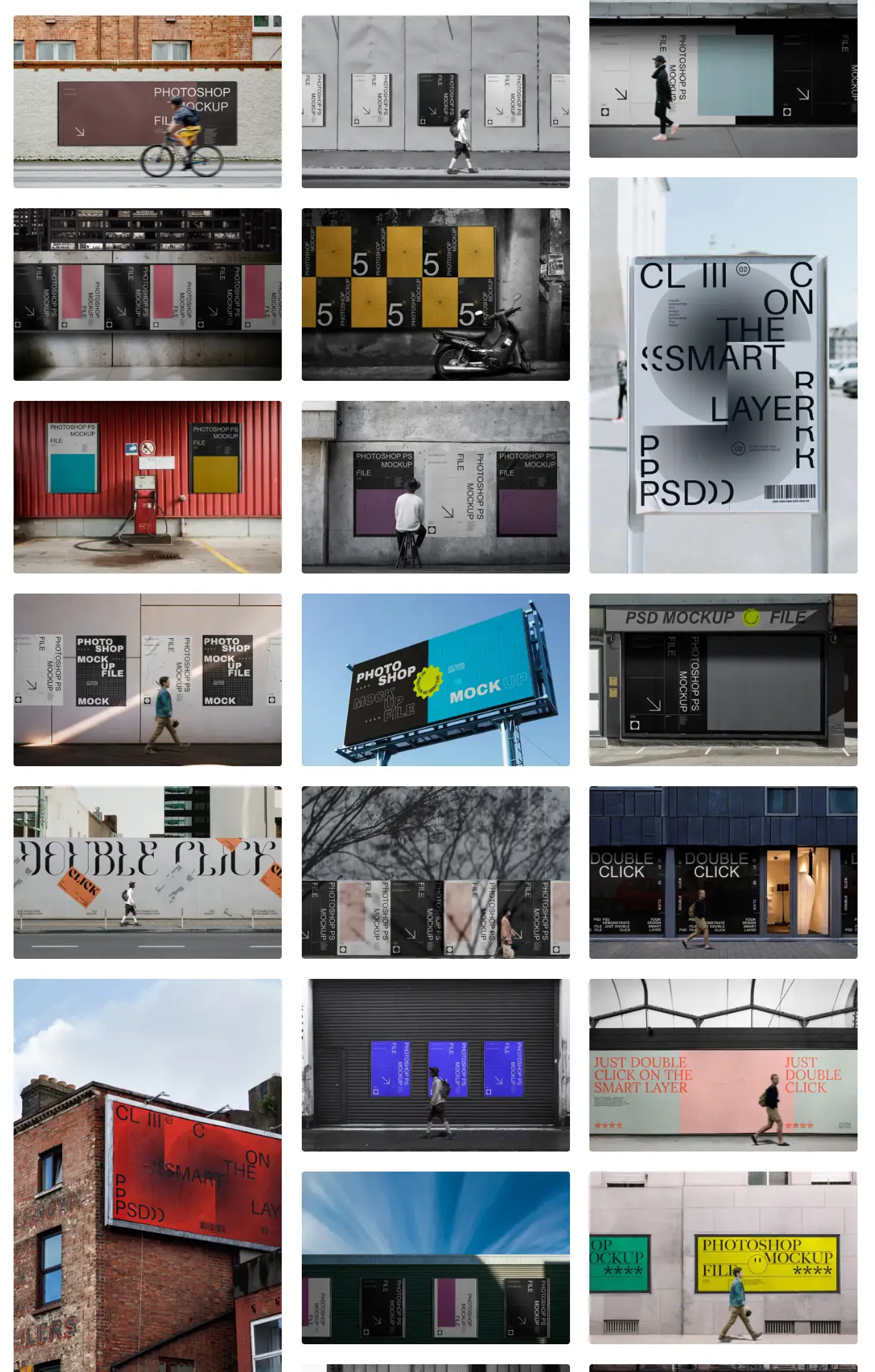 国外城市街头户外围挡海报广告牌展示PS贴图样机设计素材模版psd