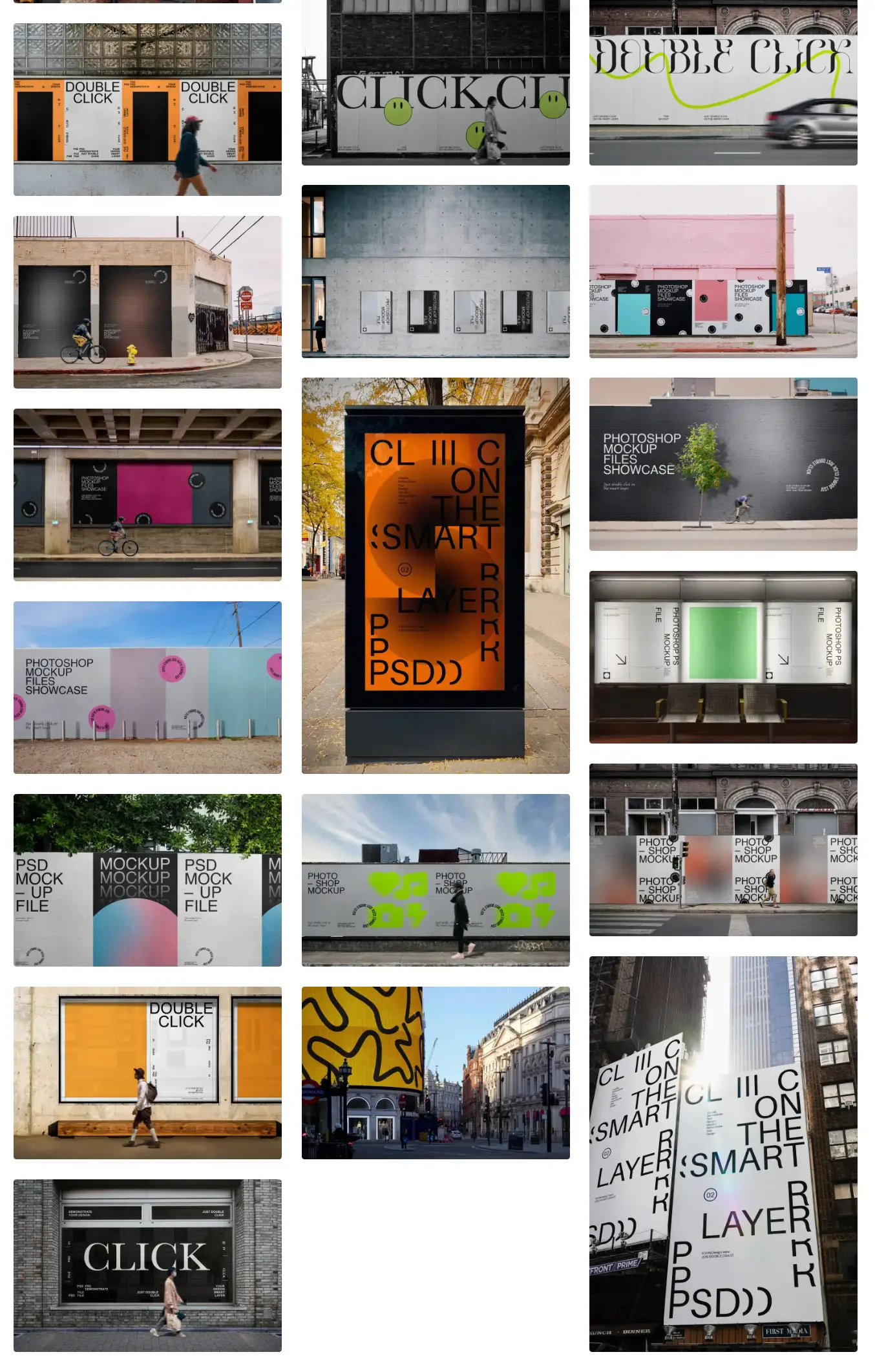 国外城市街头户外围挡海报广告牌展示PS贴图样机设计素材模版psd