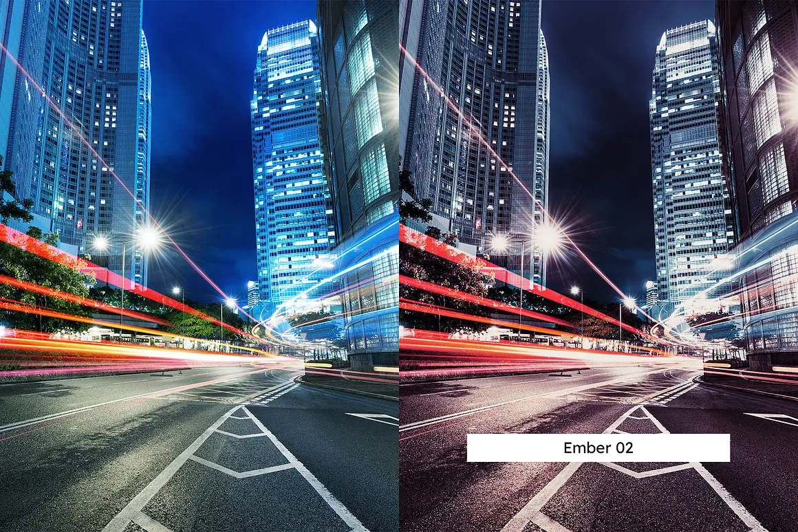 火红热情暖色调夜色灯光城市摄影调色Lightroom预设LUT预设