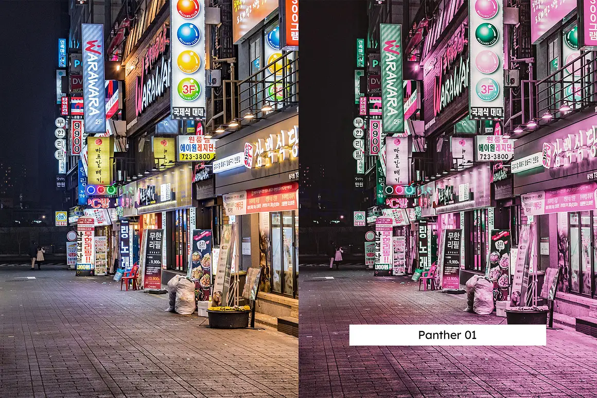 电影银翼杀手风格夜色灯光霓虹赛博朋克艺术色彩摄影调色Lightroom预设LUT预设