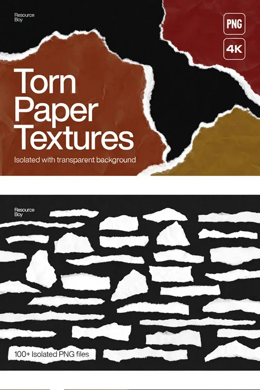 撕纸毛边纸张撕裂边缘效果复古拼贴纹理png免扣图片PS设计素材图