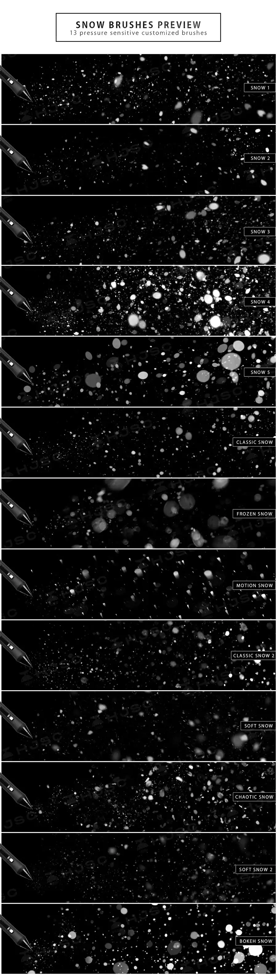 雪花冰雪冰霜雾气冰冻下雪天冬季氛围procreate笔刷