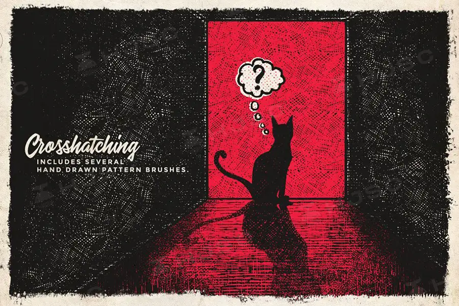 复古漫画半色调排线点状网点procreate笔刷