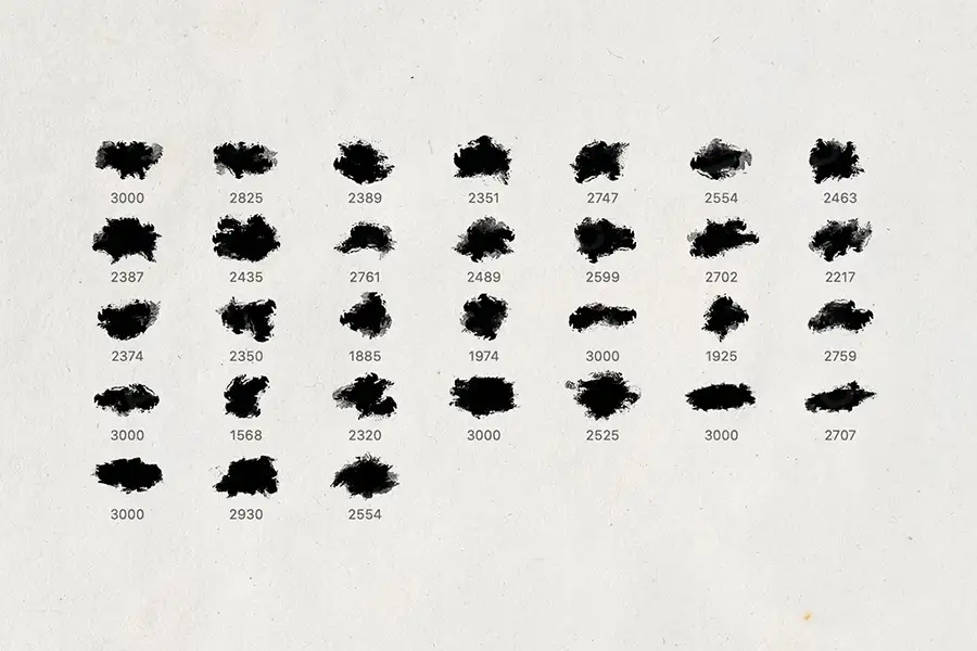 毛笔水墨纹理肌理墨迹飞溅墨点笔触procreate笔刷 附PNG素材