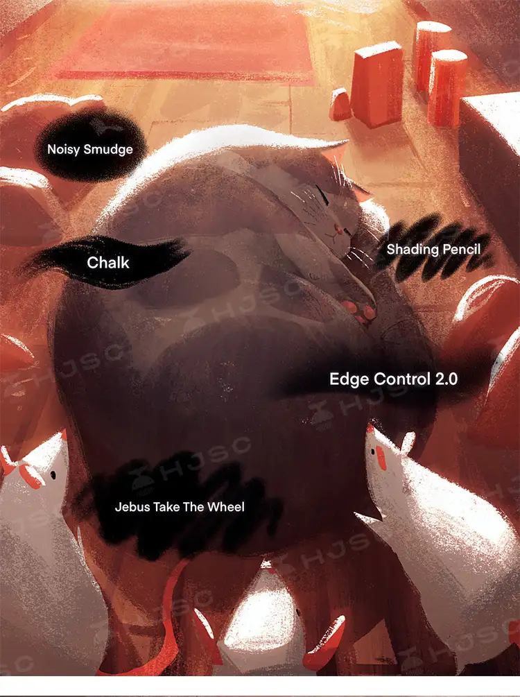 Jingsketch插画人像厚涂水彩色卡procreate笔刷素材全套