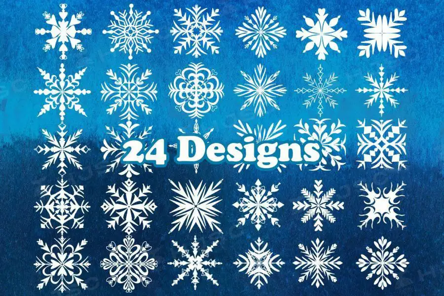 冬季主题雪花图案装饰花纹PS笔刷