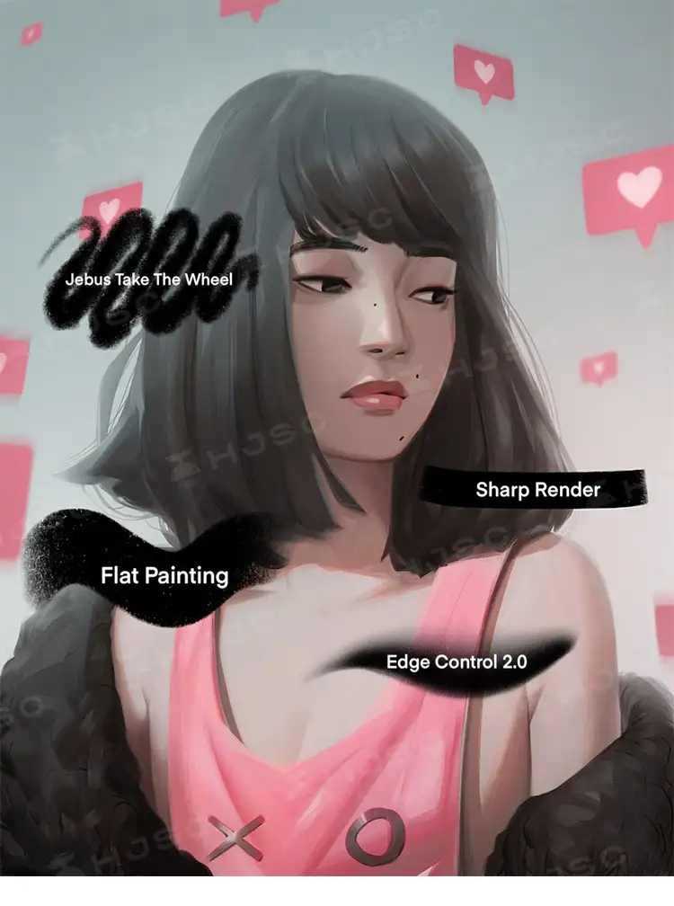 Jingsketch插画人像厚涂水彩色卡procreate笔刷素材全套