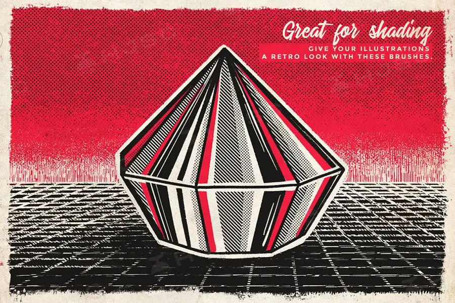 复古漫画半色调排线点状网点procreate笔刷