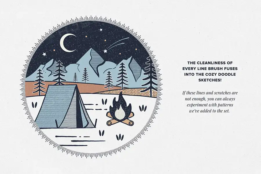 复古插画噪点纹理半调网格排线颗粒墨水矢量无缝图案AI笔刷