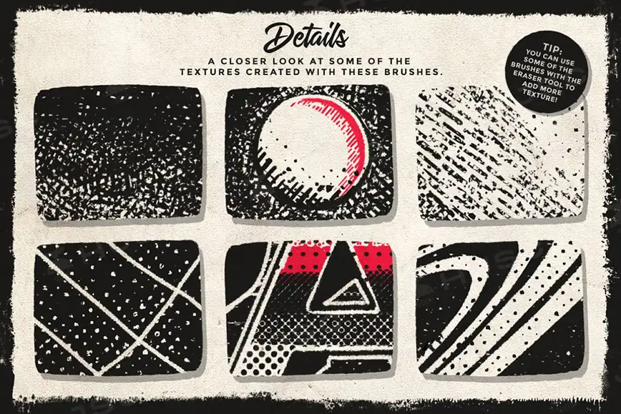 复古漫画半色调排线点状网点procreate笔刷