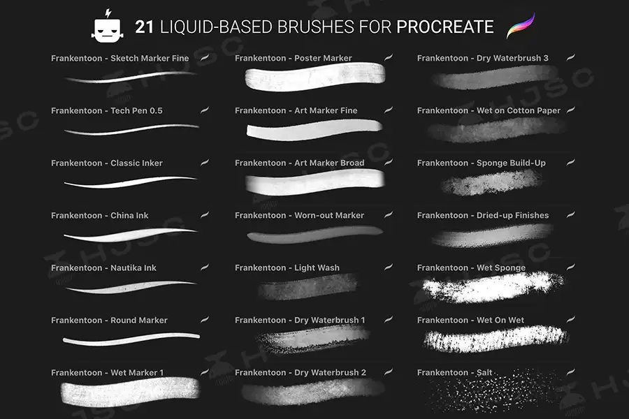 水彩丙烯漫画肌理纹理画画厚涂ipad绘画procreate笔刷