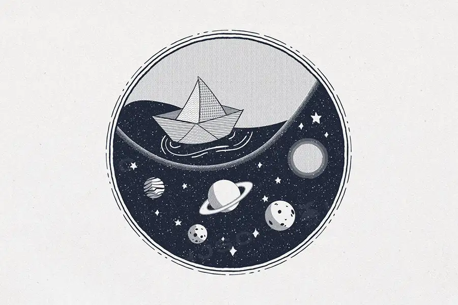 复古插画噪点纹理半调网格排线颗粒墨水矢量无缝图案AI笔刷