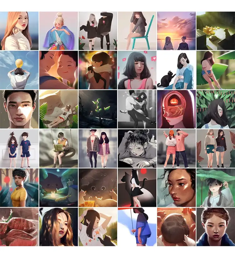 Jingsketch插画人像厚涂水彩色卡procreate笔刷素材全套