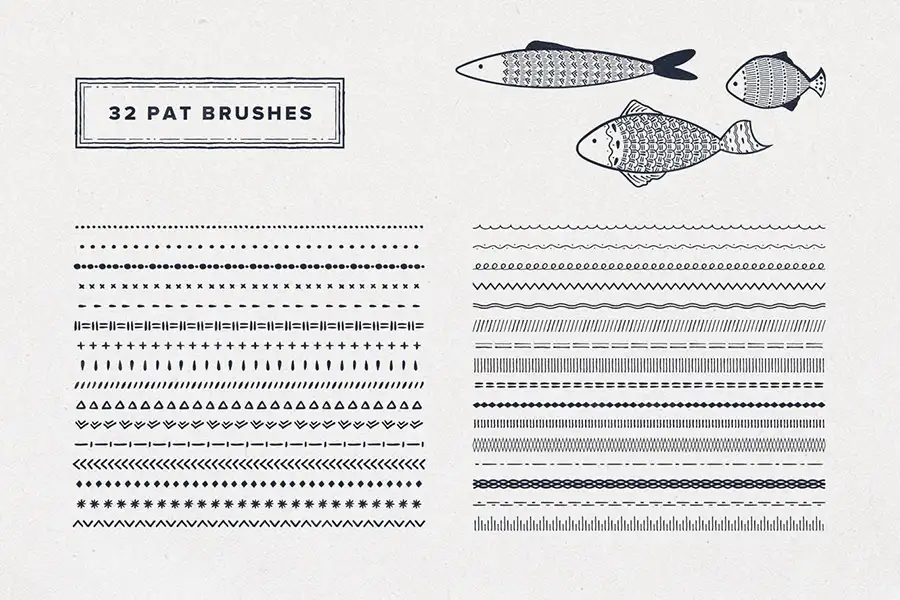 复古插画噪点纹理半调网格排线颗粒墨水矢量无缝图案AI笔刷
