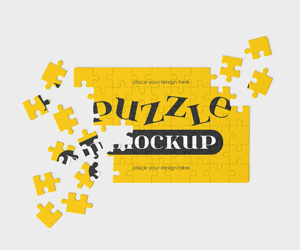 拼图益智玩具包装盒文创设计PS效果图展示VI智能贴图样机素材PSD