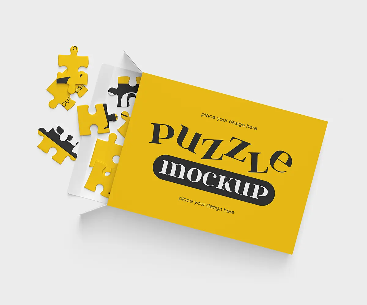 拼图益智玩具包装盒文创设计PS效果图展示VI智能贴图样机素材PSD