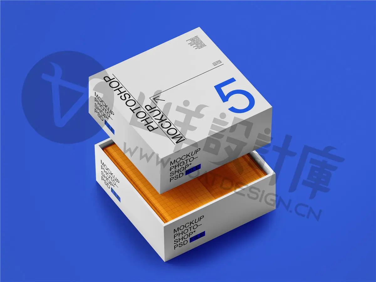 包装盒子天地盖纸盒礼盒效果图展示VI智能贴图样机PS设计素材PSD