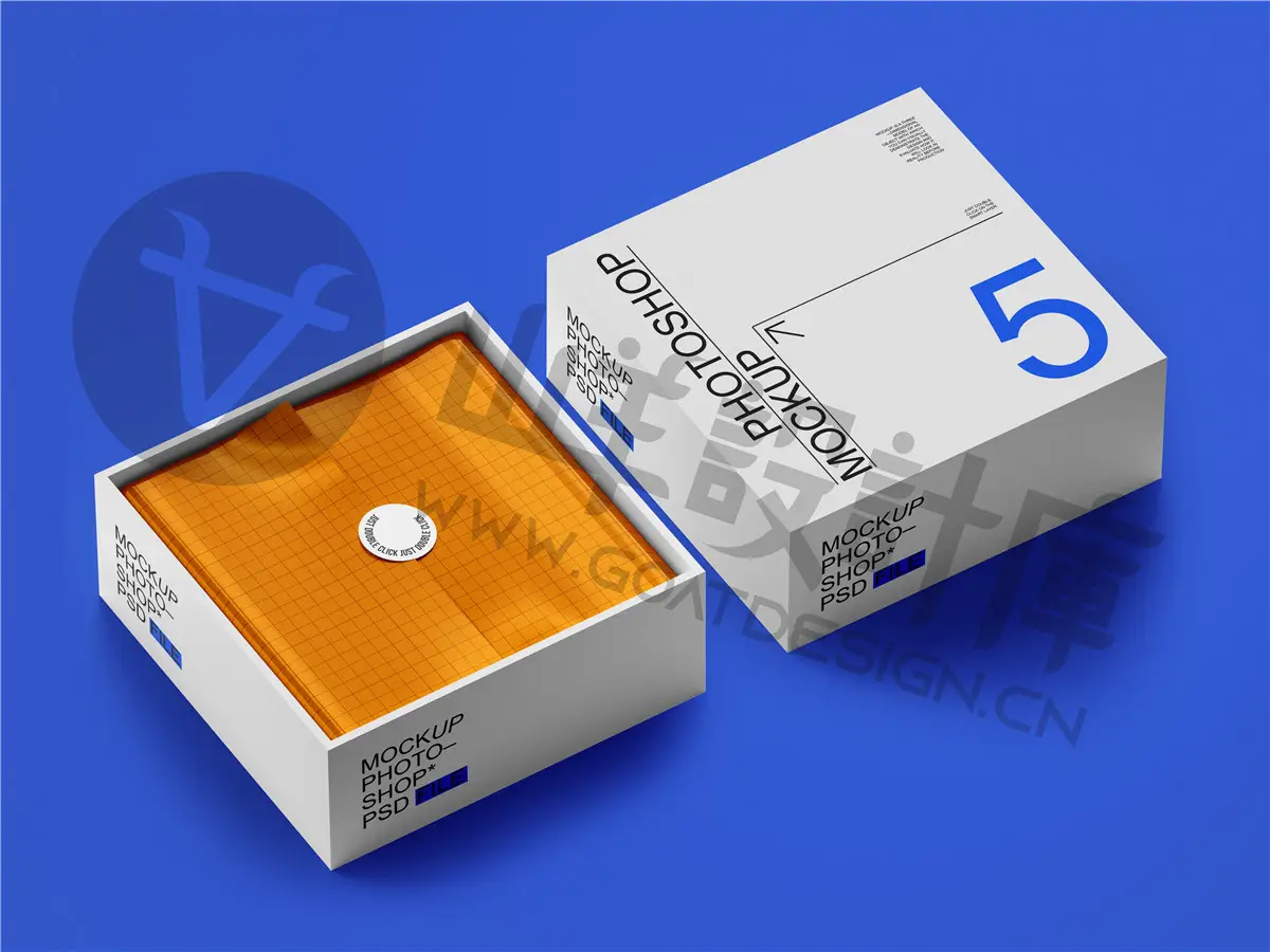 包装盒子天地盖纸盒礼盒效果图展示VI智能贴图样机PS设计素材PSD