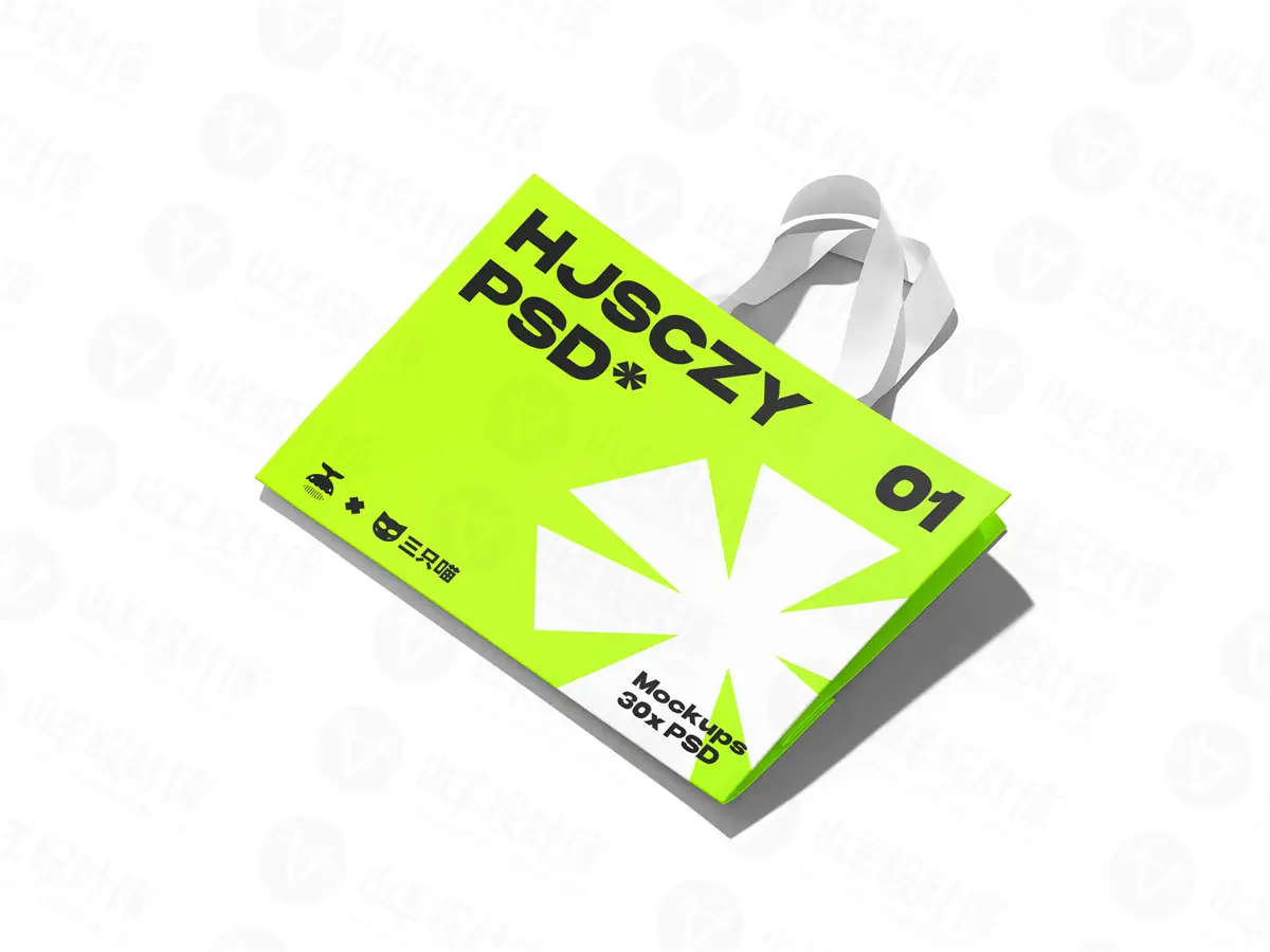 手提袋礼品购物袋包装效果图PS贴图样机刀模图刀版图设计素材PSD