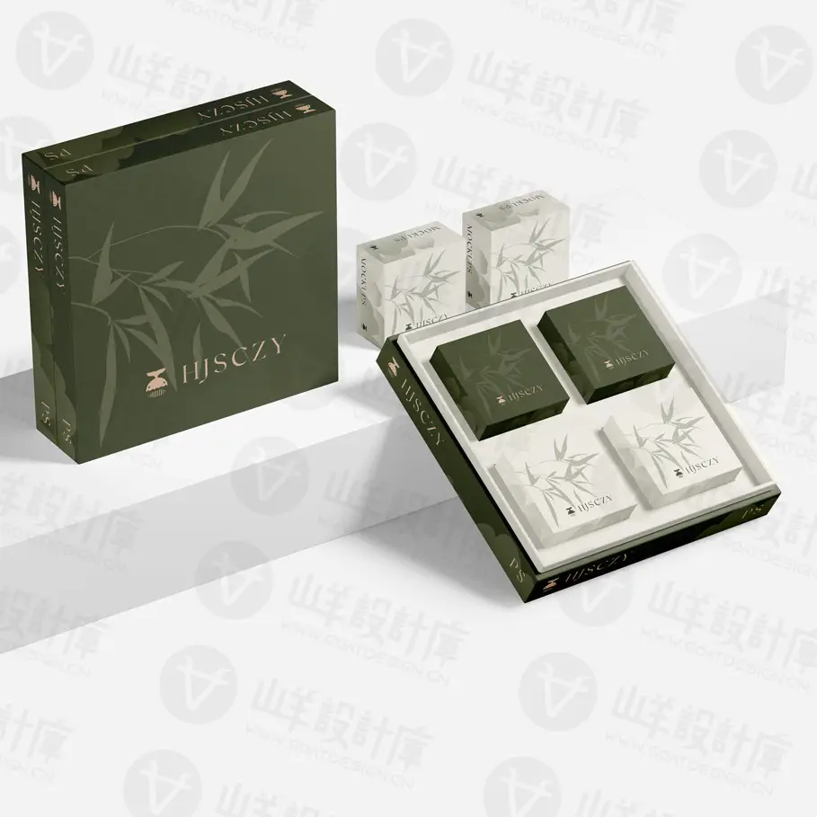 方形包装盒茶叶月饼糕点高级礼盒子刀模刀版展开图PS素材样机PSD