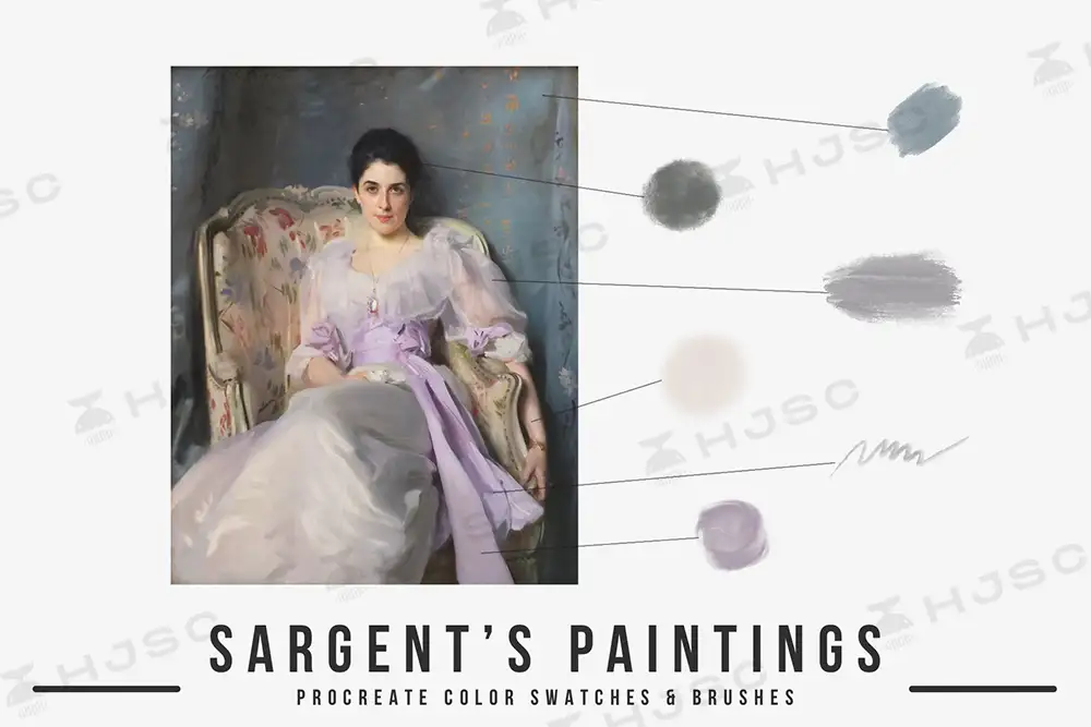 油画笔刷Sargent约翰·辛格·萨金特复古油画艺术色卡procreate笔刷
