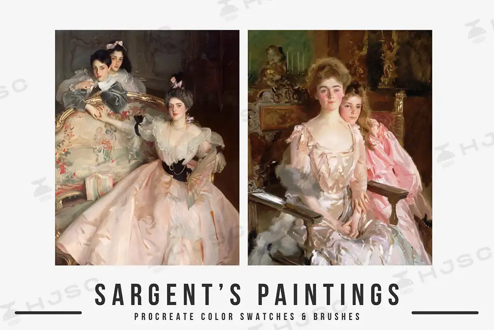 油画笔刷Sargent约翰·辛格·萨金特复古油画艺术色卡procreate笔刷