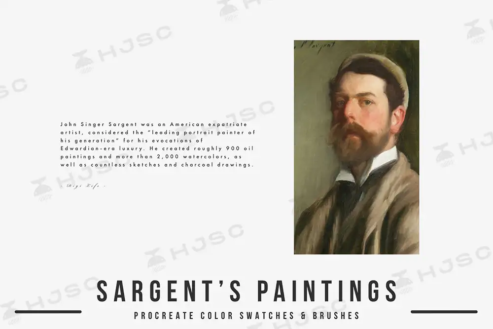 油画笔刷Sargent约翰·辛格·萨金特复古油画艺术色卡procreate笔刷