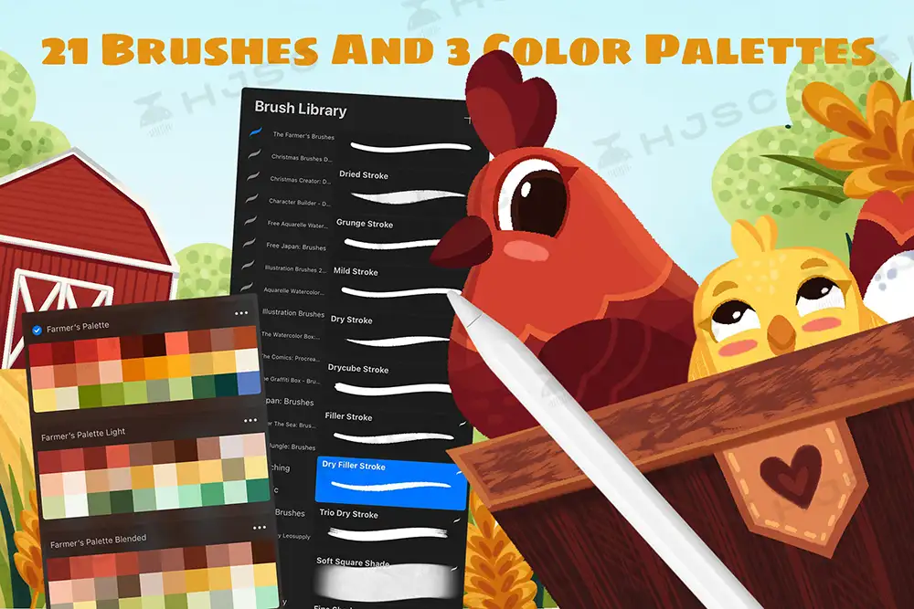 儿童书籍插画家套装/全套色卡调色板卡通手绘procreate笔刷